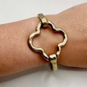 Boho Artisan Brass Open Cuff Statement Bracelet